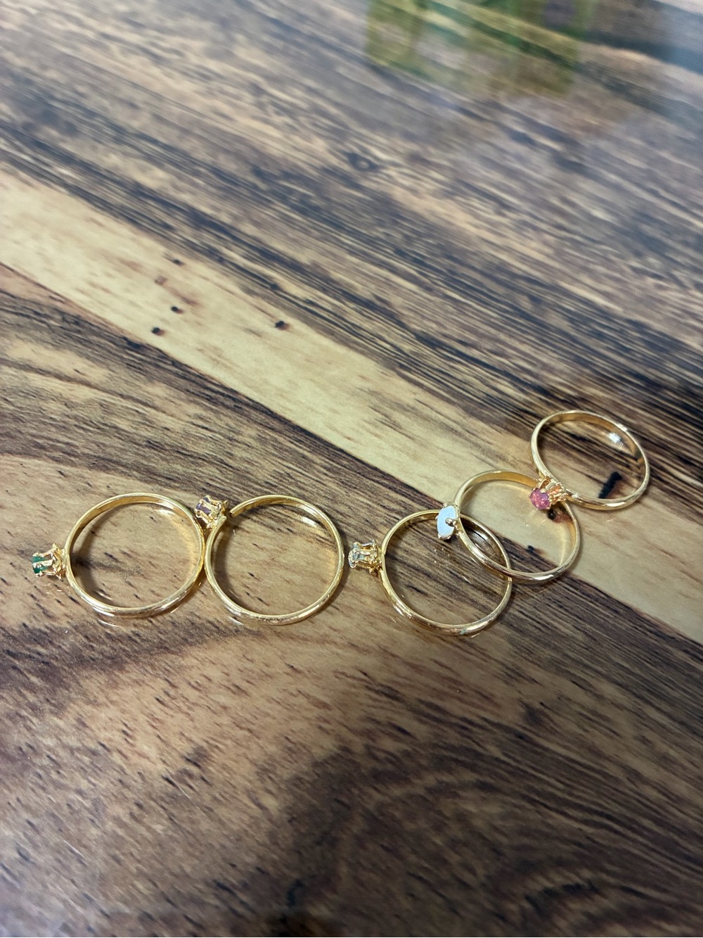Gold Stackable Gemstone Rings - Multicolor Stones - Picture 3 of 5